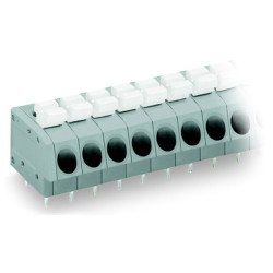WAGO 804-106 6 Pole 5mm 24A Push Button Staggered PCB Terminal Block Grey