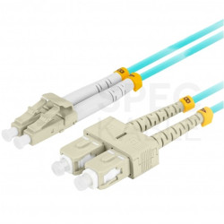 Patchcord światłowodowy MM LC/UPC-SC/UPC duplex 3mm OM3 aqua 3m LANBERG