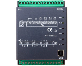 Programowalny przetwornik sieci 3-fazowej wejście I 5A wejście U 3x57,7/100V zasilanie 85-253V AC 90-320V DC wyjście 4 analog. P