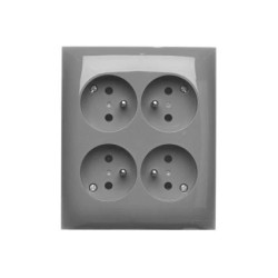 Simon Aquaclick Gniazdo natynkowe, 4-krotne z uziemieniem, IP20, szybkozłącza ciemnoszary ACGZN4C/18