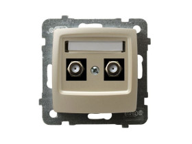 KARO Gniazdo antenowe podwójne typu "F" ecru perłowy GPA-2SF/m/42 OSPEL