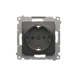 Simon 54 Gniazdo Schuko z przesłonami (moduł) 16A 250V zaciski śrubowe czarny mat DGSz1Z.01/49