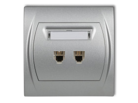 LOGO Gniazdo telefoniczne podwójne 2xRJ11 4-stykowy srebrny metalik 7LGT-2 KARLIK