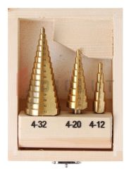Wiertła stopniowe 4-12,4-20,4-32 (zestaw 3szt)