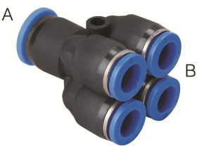 Szybkozłączka wtykowa RS PRO Adapter rozgałęźny podwójny do rur