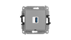 Icon Mechamizm Gniazda Pojedynczego Usb A-A 3.0, Bez Pola Opisowego Szary Mat...
