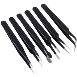 Quadrios 23EC157 Tweezers Set Antistatic ESD Stainless Steel 6-Piece