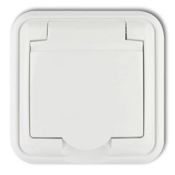 LIZA Gniazdo bryzgoszczelne z/u (klapka biała) biały GPH-1z