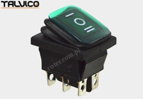 Przeł. podśw. duży 12-24V 3poz. hermetyczny zielony