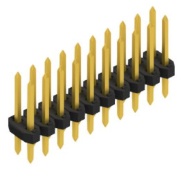 Pin header, 20 pole, pitch 2 mm, straight, black, 10062535
