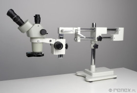 Mikroskop stereo trójokularowy ze statywem dwuramiennym i oświetleniem LED - powiększenie 10x-44x