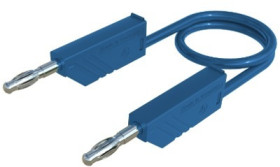 Measuring lead with (4 mm plug, spring-loaded, straight) to (4 mm plug, spring-loaded, straight), 0.5 m, blue, PVC, 1.0 mm², CAT
