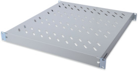 Shelf, fixed mounting, steel, (W x H x D) 483 x 44 x 358 mm, 1 U, gray, for 483 mm profile rails, DN-97644