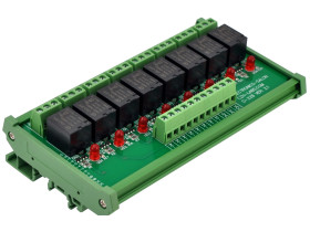ELECTRONICS-SALON DIN Rail Mount 8 SPDT Power Relay Interface Module, 10A Relay, 24V Coil.