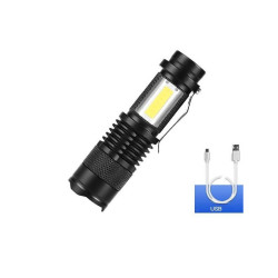 Latarka LED mini COB SK68 ładowana na USB, światło boczne