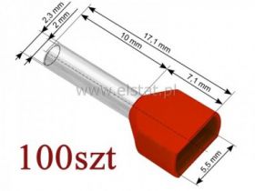 Końcówka rurkowa izolowana 2x1,0 L= 10mm 100szt