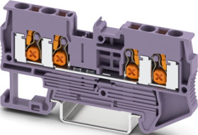 Through terminal block, push-X connection, 0.5-4.0 mm², 1 pole, 24 A, 8 kV, purple, 1741936