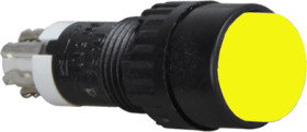 Pushbutton, 2 pole, yellow, unlit , 0.5 A/24 V, mounting Ø 9.1 mm, IP40, 1.15.106.301/0410
