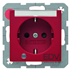 Gniazdo SCHUKO z lamką kontrolną polem opisowym i nadrukiem czerwony połysk S.1/B.3/B.7 Glas 41108915