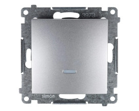 Simon 54 Łącznik jednobiegunowy z podświetleniem, szybkozłącza, srebrny mat DW1L.01/43