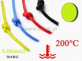 Kabel silikonowy - żółty; cynowana miedź 0,06mm2