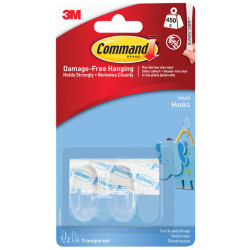 3M 17092CLR Clear Hooks with Clear Strips, Small (Pack 2)