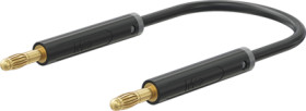 Measuring lead with (4 mm lamella plug, straight) to (4 mm lamella plug, straight), 1 m, black, PVC, 1.0 mm², 64.1071-10021