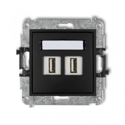 MINI Gniazdo podwójne 2xUSB-AA 2.0 czarny mat 12MGUSB-2