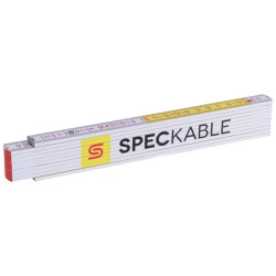 Miara składana metrówka drewniana z kątami 2m/17mm biała-żółta SPEC KABLE