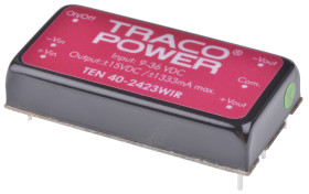 Przetwornica DC-DC, 40W, Uwe 9 → 36 V DC, Uwy ±15V dc, Iwy ±1.33A Tak, TRACOPOWER Nie