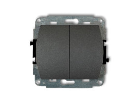 TREND Wyłącznik pojedynczy ze schodowym (dwa klawisze bez piktogramów wspolne zasilanie) grafitowy 11WP-10.11 KARLIK