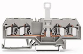 4-wire disconnect terminal block, spring-clamp connection, 0.08-4.0 mm², 2 pole, 10 A, 6 kV, gray, 281-659