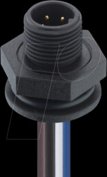 1231 04 T16CW100 0,5M Panel mount connector, M12, 4-pin, male, black