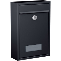 Basi 2170-1305 BK 100M Letterbox Steel Anthracite, 2 Keys, Name Plate