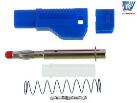 Wtyk banan 4mm prosty bezpieczny niebieski Amass 25.450.5