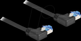 80210 Patch cable, Cat.6a, S/FTP, left angled, 1 m, black