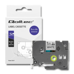 Qoltec Taśma do BROTHER TZe-221 9mm x 8m Biała/ Czarny nadruk