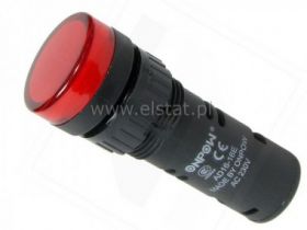 Kontrolka AD16-16E, 12V AC/DC czerwona 16mm/51mm