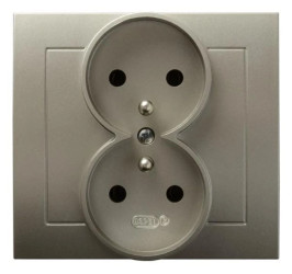 KIER Gniazdo podwójne z/u satyna light GP-2WZ/45