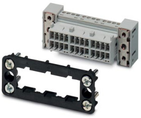 Pin contact insert, VC2, 24 pole, equipped, screw connection, with PE contact, 1607407