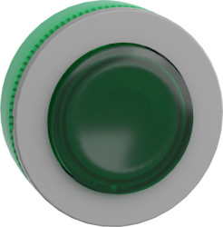 Pushbutton, for universal LED, illuminable, waistband round, green, front ring light gray, mounting Ø 30.5 mm, ZB5FW133C0