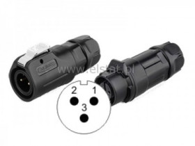 Złącze hermetyczne kpl. (wt+ gn) 3 PIN IP68 + zat