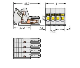 WAGO Obudowa złącza pin żeńskiego na kabel 831 Ilość pinów 4 Wymiary siatki: 7.62 mm 831-3104 24 szt.
