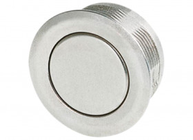Vandal-proof pushbutton, 1 pole, silver, unlit , 0.125 A/48 V, mounting Ø 19 mm, IP67, 1241.2812