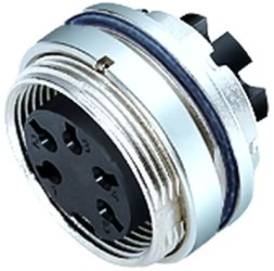 Panel socket, 6 pole, crimp connection, screw locking, straight, 09 0124 780 06