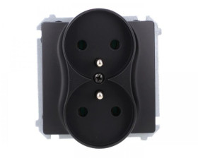 Simon Basic Gniazdo wtyczkowe podwójne z uziemieniem (moduł),16A, 250V, zaciski śrubowe czarny BMGZ2M.01/49