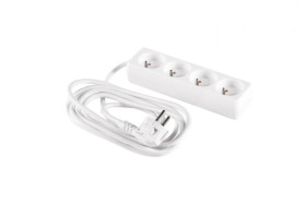 Przedłużacz 4-gniazda z/u 5m /H05VV-F 3G1/ biały PM-BW-4G-50