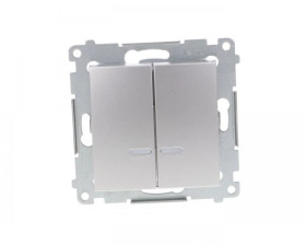 Simon 54 Łącznik świecznikowy z podświetleniem srebrny mat DW5ABL.01/43