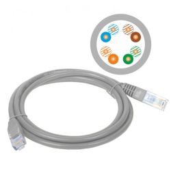 Patchcord UTP kat.5e kabel sieciowy LAN 2x RJ45 linka szary 1m Alantec