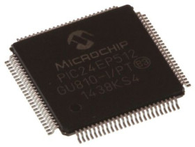 Mikrokontroler Microchip PIC24EP TQFP 100-pinowy Montaż powierzchniowy PIC 536 kB 16bit CAN:2 70MHz RAM:52 kB
